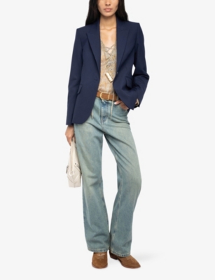 ZADIG&VOLTAIRE: Vavy Eagle-Embellished Single-Breasted Stretch-Woven Blazer