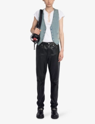 Zadig & Voltaire Womens Light Blue Gillier V-neck Patch-pocket Denim Waistcoat In Blue