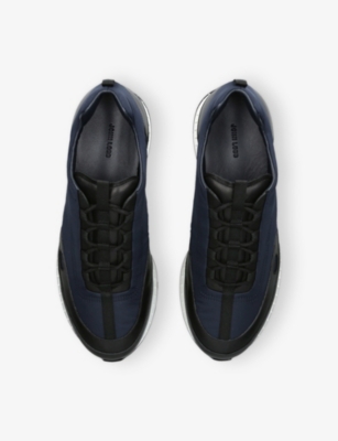 John Lobb Leather-trimmed Slip-on Sneakers In Blue