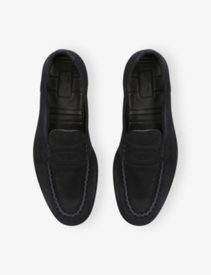 John Lobb Suede Pace Loafers In Black