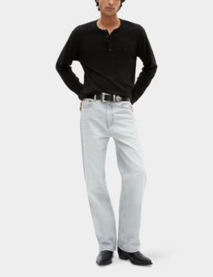 The Kooples Mens Grey Faded-wash Straight-leg Jeans In Gray