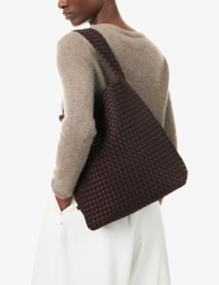 Naghedi Womens Chocolate Nomad Medium Woven Hobo Bag In Brown