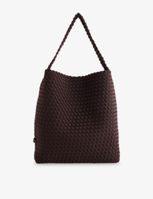 Naghedi Womens Chocolate Nomad Medium Woven Hobo Bag In Brown