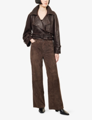 Nour Hammour Womens Hatti Cropped Leather Jacket Rich Brown In Brown