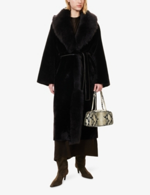 NOUR HAMMOUR: Isadora Long Shearling Coat