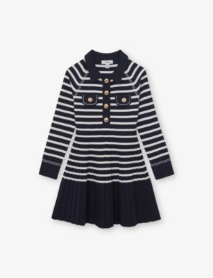 Reiss Girls' Sapna Striped Knitted Dress - Little Kid, Big Kid In Black