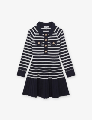 Reiss Girls' Sapna Striped Knitted Dress - Little Kid, Big Kid In Black