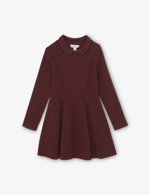 Reiss Berry 9-13 Yrs Embellished Collar Knitted Dress In Purple