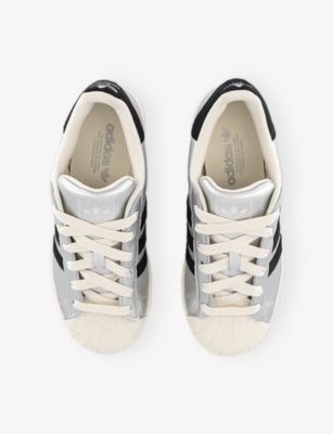 Adidas Originals Womens Silver Metalic Offwhite Superstar Ii Woven Metallic Trainers In Multi