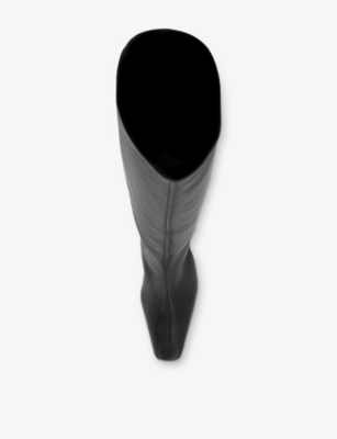 Dune Womens Black Leather Selinni Leather Heeled Knee-high Boots Eur 40 / 7 Uk In Black