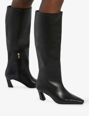 DUNE: Selinni Leather Heeled Knee-High Boots