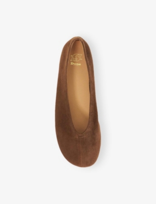 Dune Womens Brown Suede Highcut Suede Ballet Flats Eur 39 / 6 Uk In Brown