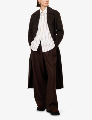 Vince Womens Mocha Pleated Wide-leg Stretch-woven Trousers In Brown