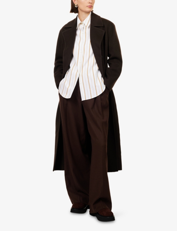 Pleated Wide-Leg Stretch-Woven Trousers