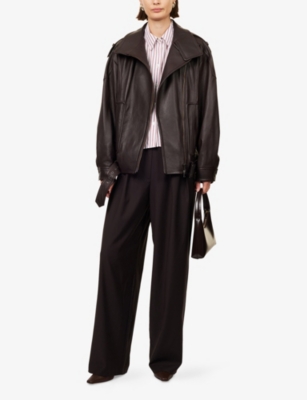 VINCE: Biker Relaxed-Fit Leather Jacket