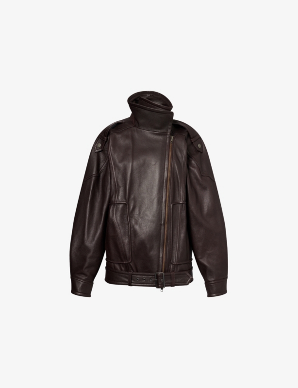 Biker Relaxed-Fit Leather Jacket