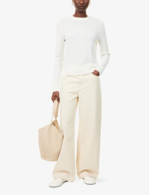 Vince Womens Off White Regular-fit Round-neck Cashmere Jumper In White