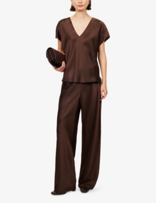 VINCE: High-Rise Wide-Leg Woven Trousers