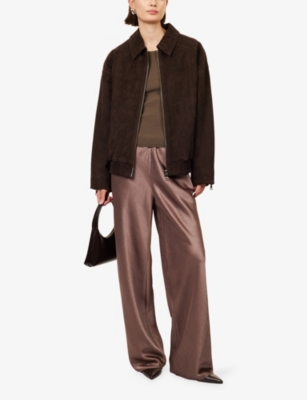 Vince Womens Mauve Lilac High-rise Wide-leg Woven Trousers In Brown