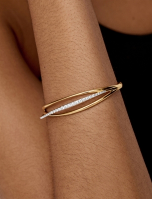 Monica Vinader Nura Diamond Bangle Bracelet In Gold