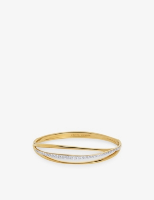 Monica Vinader Nura Diamond Bangle Bracelet In Gold