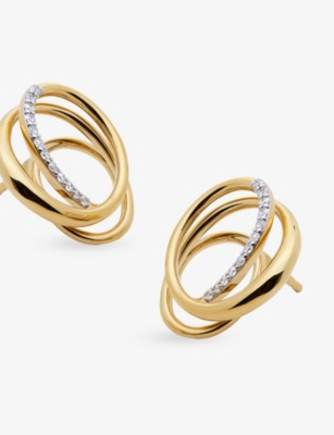 MONICA VINADER: Nura Pavé Wrap 18ct Yellow Gold Vermeil And Lab-Grown Diamond Stud Earrings