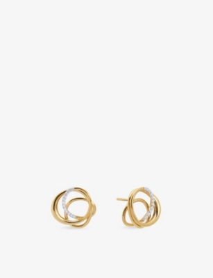 MONICA VINADER: Nura Pavé Wrap 18ct Yellow Gold Vermeil And Lab-Grown Diamond Stud Earrings