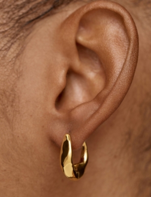 Monica Vinader Womens Antica Medium 18ct Yellow Gold Vermeil Hoop Earrings In Gold