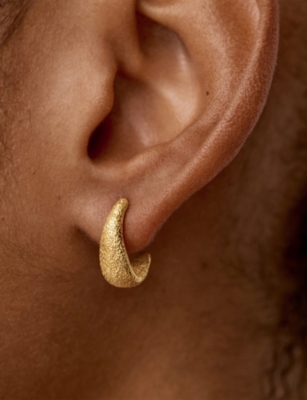 Monica Vinader Womens Antica Textured Small 18ct Yellow Gold Vermeil Hoop Earrings In Gold