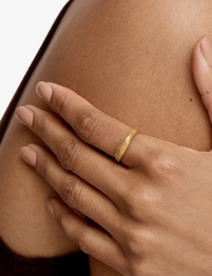 MONICA VINADER: Antica Textured 18ct Yellow Gold Vermeil Stacking Ring