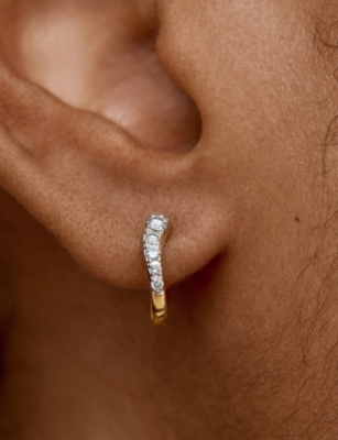 MONICA VINADER: Riva 18ct Yellow Gold-Plated Vermeil Sterling-Silver and 0.14ct Lab-Grown Diamond Hoop Earrings