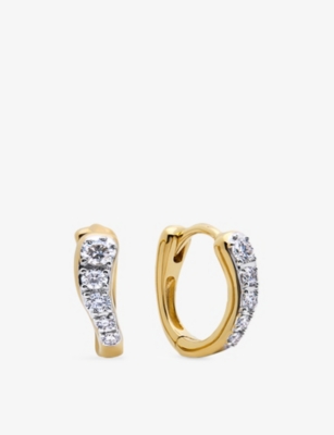 MONICA VINADER: Riva 18ct Yellow Gold-Plated Vermeil Sterling-Silver and 0.14ct Lab-Grown Diamond Hoop Earrings