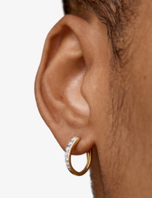 MONICA VINADER: Riva Small 18ct Yellow Gold-Plated Vermeil Sterling-Silver and 0.18ct Lab-Grown Diamond Hoop Earrings