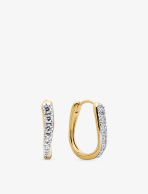 MONICA VINADER: Riva Small 18ct Yellow Gold-Plated Vermeil Sterling-Silver and 0.18ct Lab-Grown Diamond Hoop Earrings