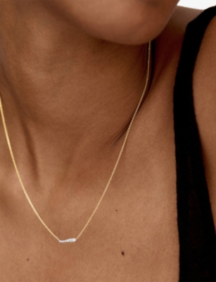 Monica Vinader Womens  Riva 18ct Yellow Gold-plated Vermeil Sterling-silver And 0.11ct Lab-grown Diam In Gold