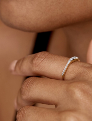 MONICA VINADER: Riva 18ct Yellow Gold-Plated Vermeil Sterling-Silver and 0.18ct Lab-Grown Diamond Stacking Ring