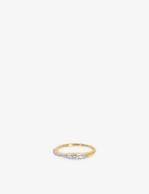 MONICA VINADER: Riva 18ct Yellow Gold-Plated Vermeil Sterling-Silver and 0.18ct Lab-Grown Diamond Stacking Ring