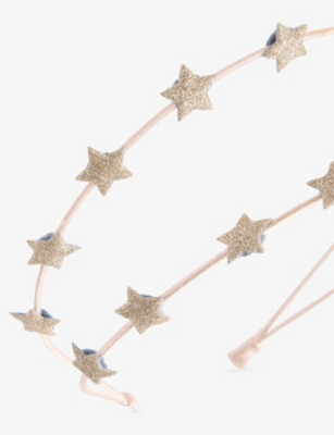 Mimi & Lula Shimmer Starry Double-band Alice Hairband In Gold