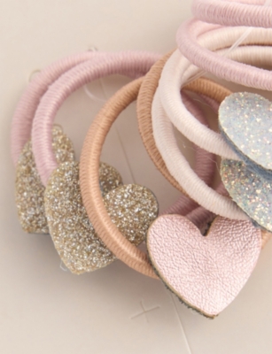 Mimi & Lula Shimmer Heart Mini Ponies Hairbands Set Of Eight In Multi