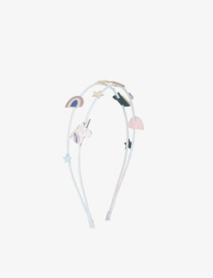 Mimi & Lula Grey Celeste Unicorn Double Alice Headband In Metallic