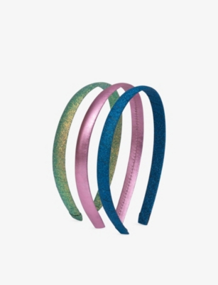 MIMI & LULA: Irridescent Medium Alice Pack of Three Woven Headbands