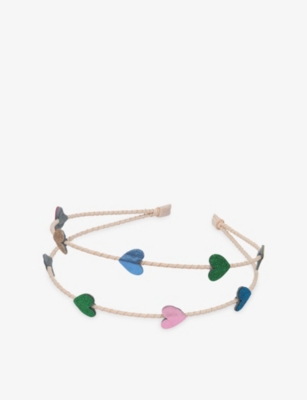 Mimi & Lula Bright Multi Jazzy Heart Double Alice Woven Headband In Gold