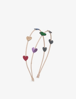 Mimi & Lula Bright Multi Jazzy Heart Double Alice Woven Headband In Gold