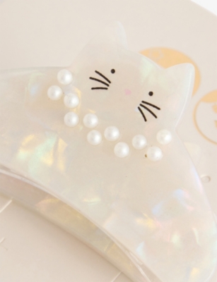 Mimi & Lula Ivory Pearly Kitty Claw Hair Clip In Multi
