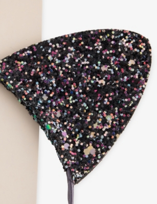 Mimi & Lula Black Glitter Cat Ears In Blue