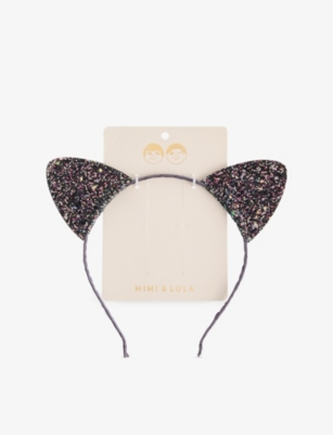 Mimi & Lula Black Glitter Cat Ears In Blue