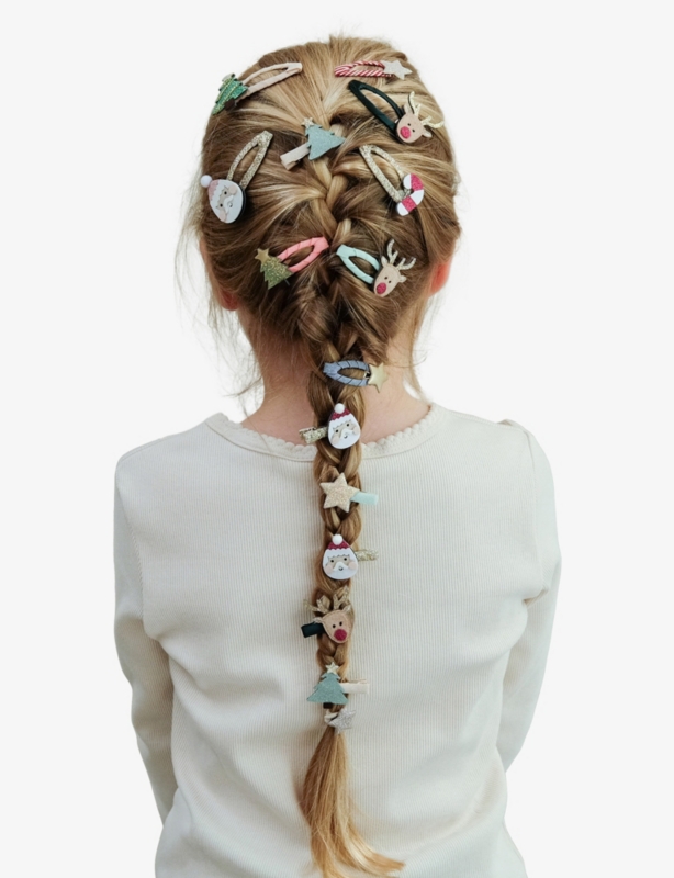 Santa and Rudolph Set of Eight Hair Clips