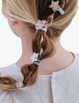 Mimi & Lula Shimmer Sparkle Star Set Of Eight Hair Clips In Pink