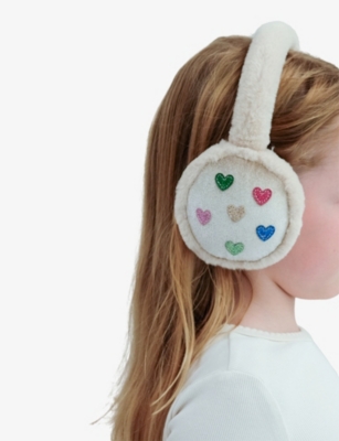 Mimi & Lula Beige Jazzy Heart Earmuffs In Neutral