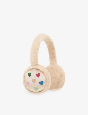 Mimi & Lula Kids' Beige Jazzy Heart Earmuffs In Neutral
